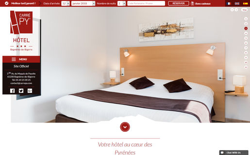 Capture d'écran du site créé pour Carré Py' Hôtel